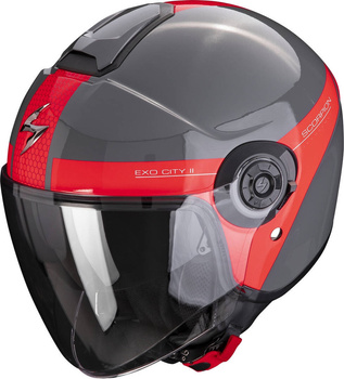Kask motocyklowy otwarty SCORPION EXO-CITY II SHORT szary-czerwony