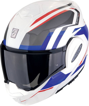 Kask motocyklowy szczękowy SCORPION EXO-TECH EVO FURIO biały czerwony niebieski