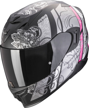 Kask motocyklowy integralny SCORPION EXO-520 AIR FASTA czarny mat srebrny różowy