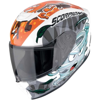 Kask motocyklowy integralny SCORPION EXO-JNR AIR The4elements biały-niebieski-pomarańczowy