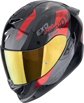 Kask motocyklowy integralny SCORPION EXO-1400 EVO II CARBON AIR PLATTED czarny czerwony