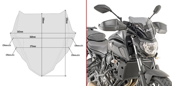 Szyba GIVI dymiona 28 x 36,5 cm (H x W) - YAMAHA MT-07 (18 > 19)