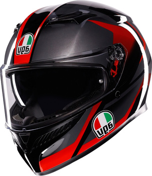 Kask motocyklowy integralny AGV K3 MPLK STRIGA czarny szary czerwony