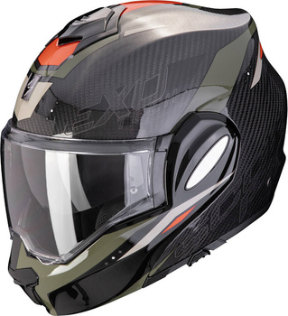 Kask motocyklowy szczękowy SCORPION EXO-TECH EVO CARBON ROVER czarny zielony