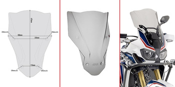 Szyba GIVI dymiona 47,5 x 35 cm (H x W) HONDA CRF 1000L AFRICA TWIN (16)