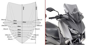 Szyba GIVI dymiona 43,5 x 43,5 cm (H x W) - YAMAHA X-Max 300 (17)