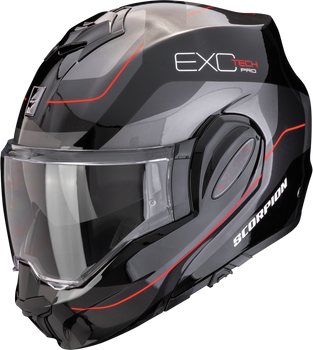 Kask motocyklowy szczękowy SCORPION EXO-TECH EVO PRO COMMUTA czarny srebrny czerwony