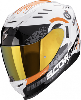 Kask motocyklowy integralny SCORPION EXO-520 EVO AIR TITAN biały pomarańczowy