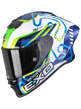 Kask motocyklowy integralny SCORPION EXO-R1 EVO II AIR CORNERING White-Blue-Green
