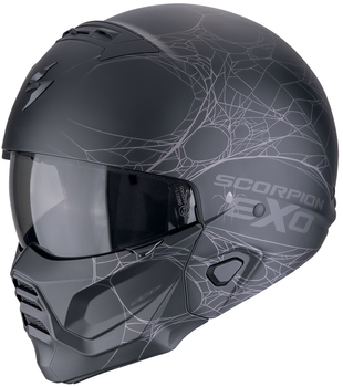 Kask motocyklowy szczękowy SCORPION EXO-COMBAT II SPIDERWEB czarny mat srebrny