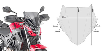 Szyba GIVI dymiona 28 x 36,5 cm (H x W) /potrzebny KIT A1176A - HONDA CB 500 F (19)