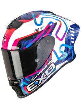 Kask motocyklowy integralny SCORPION EXO-R1 EVO II AIR CORNERING White-Blue-Pink