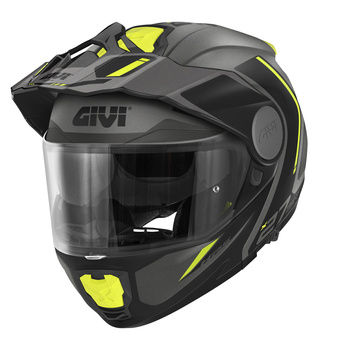 GIVI KASK MOTOCYKLOWY X.27 TOURER - SZCZĘKOWY Z BLĘDĄ I WYPINANYM DASZKIEM - CZARNY Z FLUO