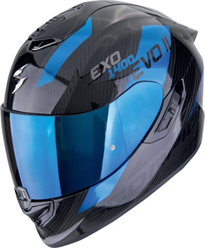 Kask motocyklowy integralny SCORPION EXO-1400 EVO II CARBON AIR PLATTED czarny niebieski