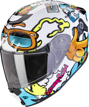 Kask motocyklowy integralny SCORPION EXO-JNR AIR FUN biały niebieski