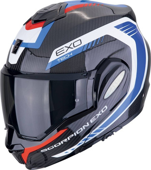 Kask motocyklowy szczękowy SCORPION EXO-TECH EVO CARBON COSY czarny niebieski czerwony