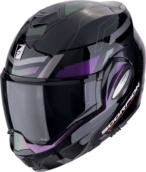 Kask motocyklowy szczękowy SCORPION EXO-TECH EVO CONQUER czarny fioletowy