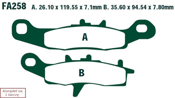 Klocki hamulcowe EBC FA258R (kpl. na 1 tarcze) (odpowiednik PROX 37.106202)