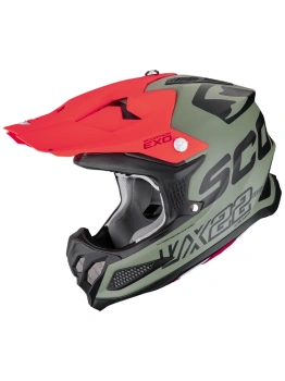 Kask motocyklowy cross enduro SCORPION VX-22 AIR UPDOWN Matt Green-Black-Red