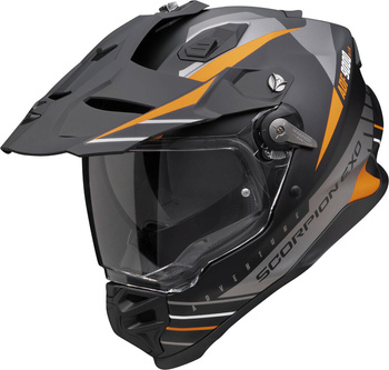 Kask motocyklowy integralny SCORPION ADF-9000 AIR FEAT czarny mat srebrny pomarańczowy