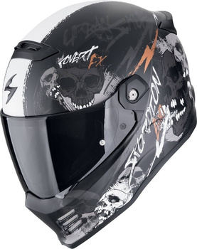 Kask motocyklowy integralny SCORPION COVERT FX SKULLZ czarny mat szary złoty