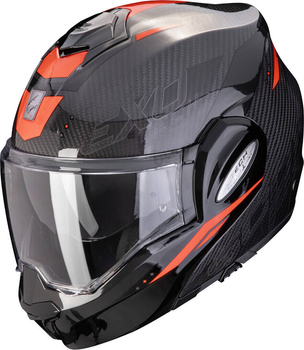 Kask motocyklowy szczękowy SCORPION EXO-TECH EVO CARBON ROVER czarny czerwony