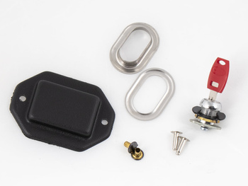 Zamek bębenkowy do pokrywy z elementem zamka do toreb skórzanych Hepco&Becker w kolorze Buffalo i Ivory