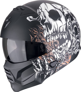 Kask motocyklowy szczękowy SCORPION EXO-COMBAT II GENESIS czarny mat biały złoty