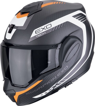 Kask motocyklowy szczękowy SCORPION EXO-TECH EVO CARBON COSY czarny mat pomarańczowy