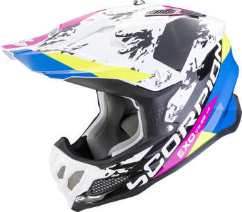 Kask motocyklowy cross enduro SCORPION VX-22 AIR CX biały czarny niebieski