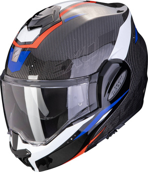 Kask motocyklowy szczękowy SCORPION EXO-TECH EVO CARBON ROVER czarny niebieski czerwony