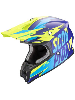 Kask motocyklowy cross enduro SCORPION VX-16 EVO AIR SLANTER Matt niebieski Neon żółty