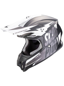 Kask motocyklowy cross enduro SCORPION VX-16 EVO AIR SLANTER Matt czarny srebrny