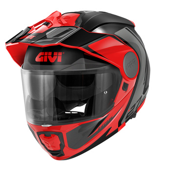 GIVI KASK MOTOCYKLOWY X.27 TOURER - SZCZĘKOWY Z BLĘDĄ I WYPINANYM DASZKIEM - CZARNY Z CZERWONYM