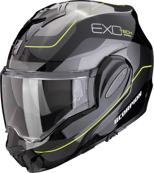 Kask motocyklowy szczękowy SCORPION EXO-TECH EVO PRO COMMUTA czarny srebrny żółty