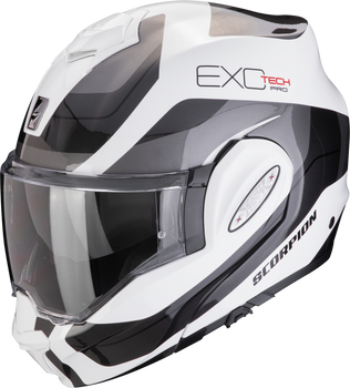 Kask motocyklowy szczękowy SCORPION EXO-TECH EVO PRO COMMUTA biały srebrny