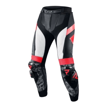 SPODNIE SKÓRZANE REBELHORN REBEL BLACK/WHITE/FLO RED