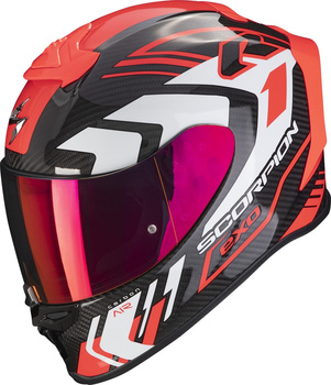 Kask motocyklowy integralny SCORPION EXO-R1 EVO CARBON AIR SUPRA czarny czerwony