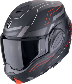 Kask motocyklowy szczękowy SCORPION EXO-TECH EVO CONQUER czarny mat czerwony