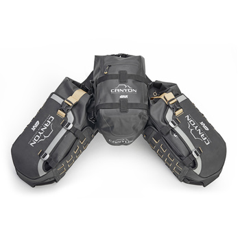 GIVI MODUŁOWY SYSTEM MOCOWANY NA TYLE MOTOCYKLA MODEL CANYON - W ZESTAWIE DWIE TORBY BOCZNE (2X16LT) + TORBA CENTRALNA (12LT)