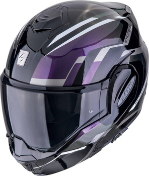 Kask motocyklowy szczękowy SCORPION EXO-TECH EVO FURIO czarny fioletowy