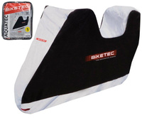 BIKETEC POKROWIEC WODOODPORNY AQUATEC NA MOTOCYKL Z MIEJSCEM NA KUFER CENTRALNY KOLOR CZARNY/SZARY ROZMIAR S