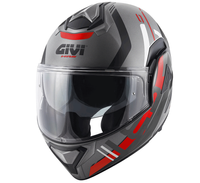 GIVI KASK MOTOCYKLOWY X.30 PULSAR LADY - SZCZĘKOWY Z BLĘDĄ I SZCZĘKĄ PRZESUWANĄ DO TYŁU - CZARNY Z GRAFIKĄ CZERWONĄ MAT