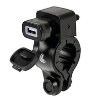 LAMPA Ładowarka USB 12/24V z mocowaniem na kierownicy i na widelcu motocykla - szybkie ładowanie 2400 mA - 12/24V