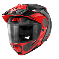 GIVI KASK MOTOCYKLOWY X.27 TOURER - SZCZĘKOWY Z BLĘDĄ I WYPINANYM DASZKIEM - CZARNY Z CZERWONYM