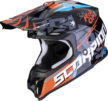 Kask motocyklowy cross enduro SCORPION VX-16 EVO AIR ROK Bagoros czarny pomarańczowy XS