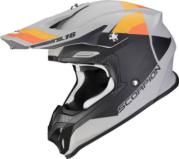 Kask motocyklowy cross enduro SCORPION VX-16 EVO AIR SPECTRUM MAT szary pomarańczowy XS