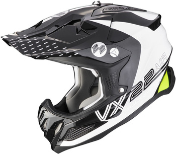 Kask motocyklowy cross enduro SCORPION VX-22 AIR ARES biały czarny Neon żółty XS