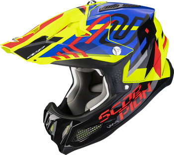 Kask motocyklowy cross enduro SCORPION VX-22 AIR NEOX Neon żółty niebieski czerwony XS