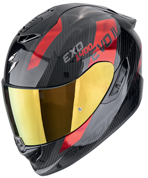 Kask motocyklowy integralny SCORPION EXO-1400 EVO II CARBON AIR PLATTED czarny czerwony S